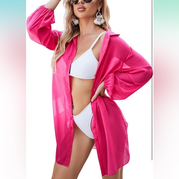Other - ⭐️ Pink Sheer Swim Cover-Up